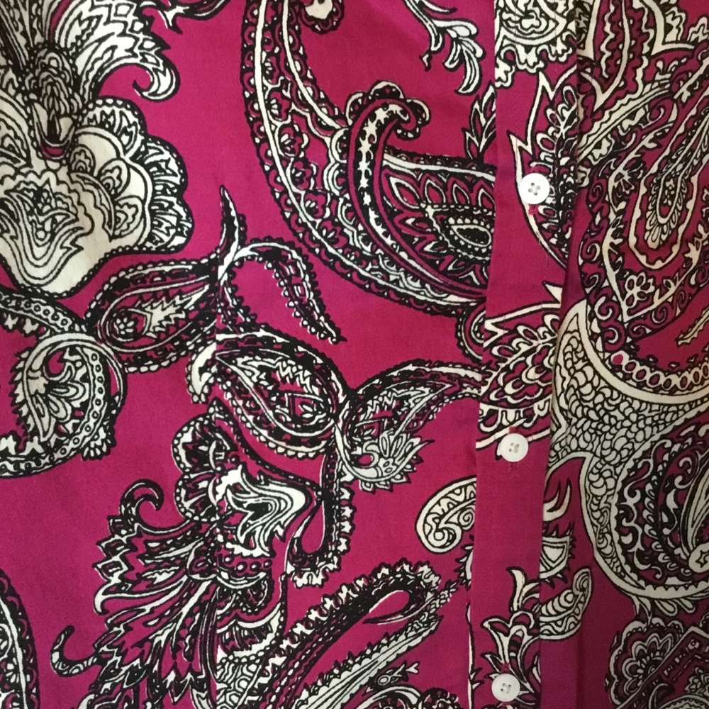 Talbots Haberdashery Pink Paisley Blouse - 12 - Picture 3 of 6